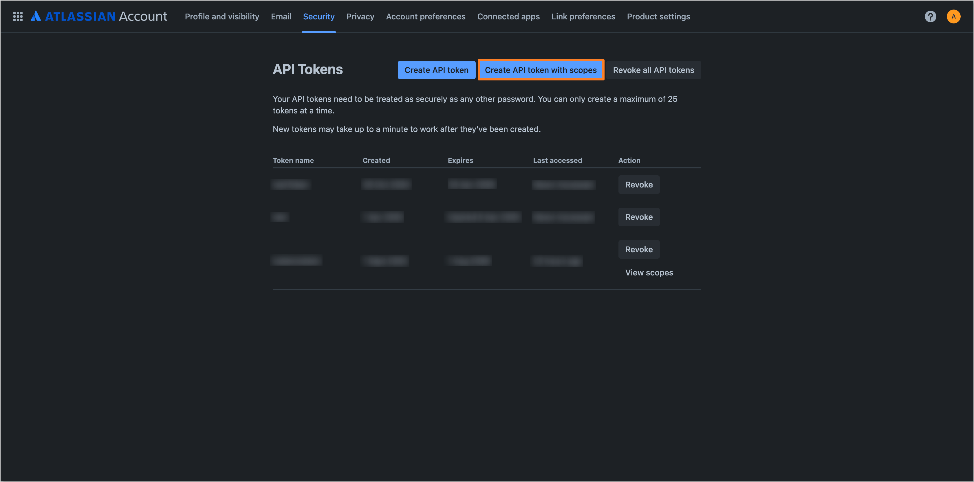 Create API token