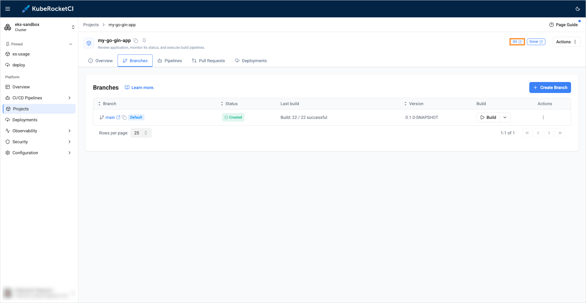 Open Git repo