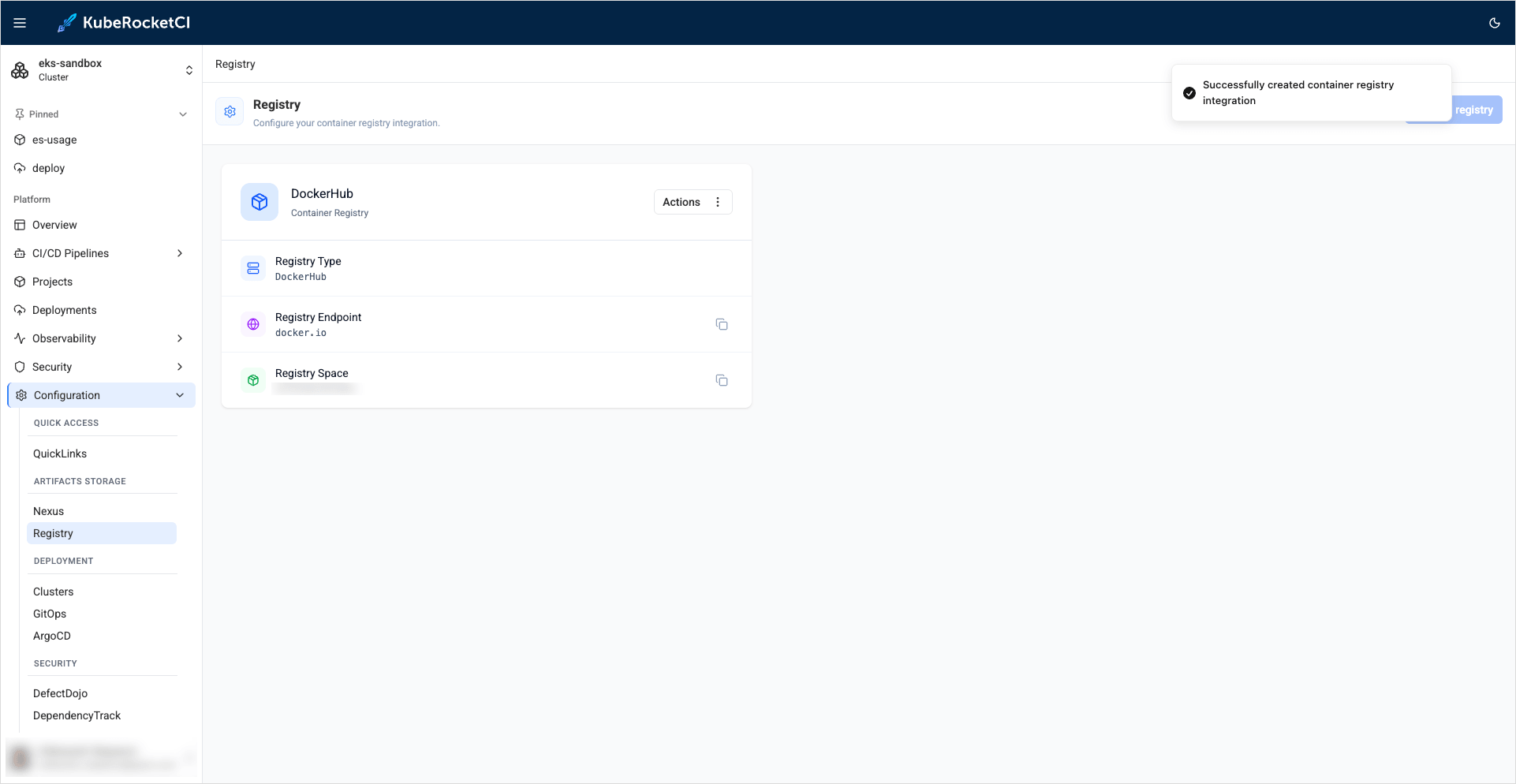 DockerHub integration