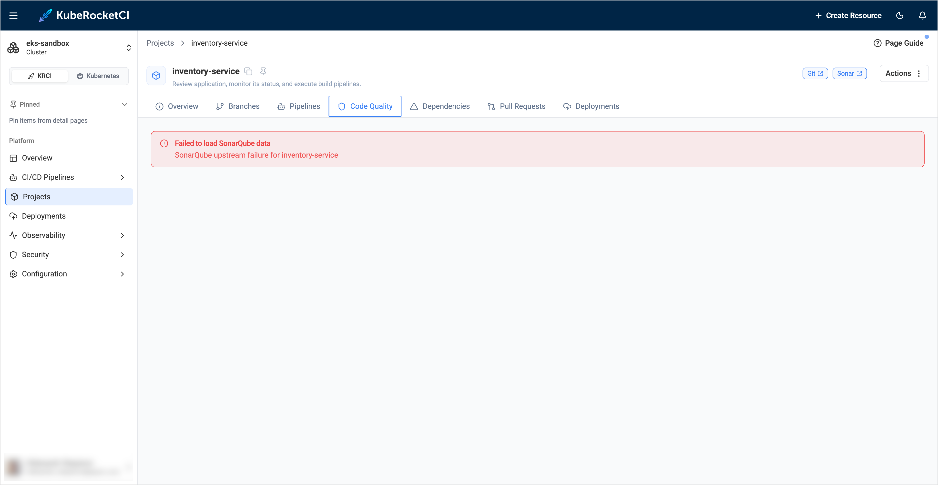 SonarQube upstream failure